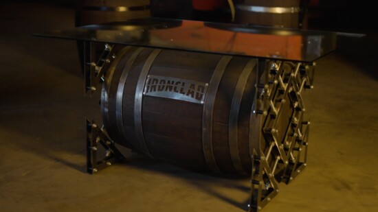 Whiskey barrel coffee table