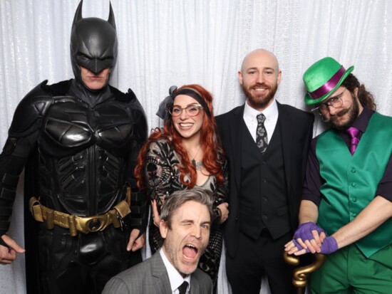 Hamming it up at Grapevine's Dark Knight Bat Ball.