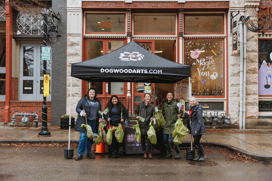 Staff of Dogwood Arts with dogwood trees