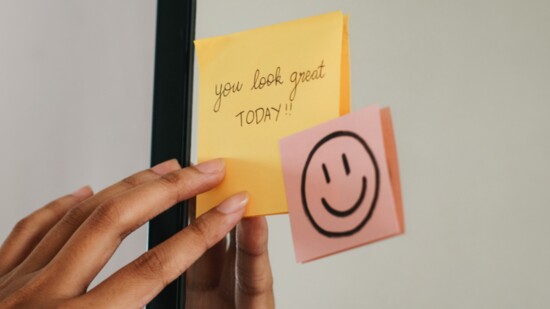 Self-confidence coach Leslie Randolph encourages her clients and others to use visual cues like sticky notes for daily self-affirmations.