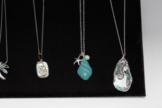 Wrapped sea glass pendants