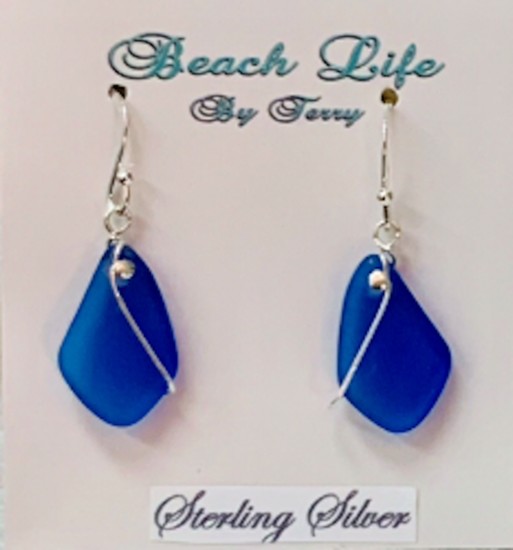 Sterling silver sea glass-wrapped earrings