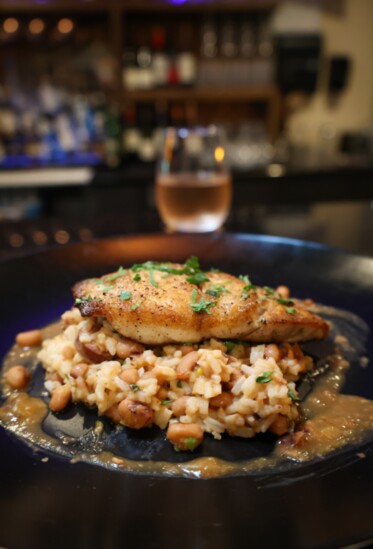 Pan Seared Snapper with Jasmine Rice - Hoppin’ John with Black Eyed Peas