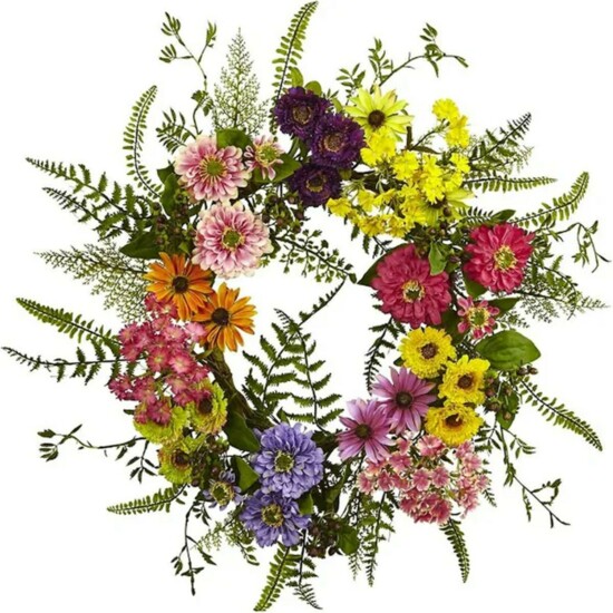 5. Nearly Natural Flower Wreath - Amazon $52.52