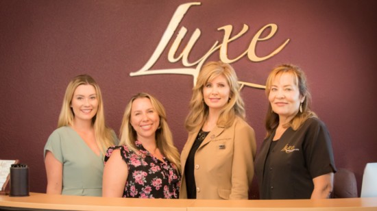 Left to right: Kate Hocking, receptionist; Nikki Avila, MBA, office manager; Dr. Beth Haney, DNP; Cheryl Sutton, licensed aesthetician