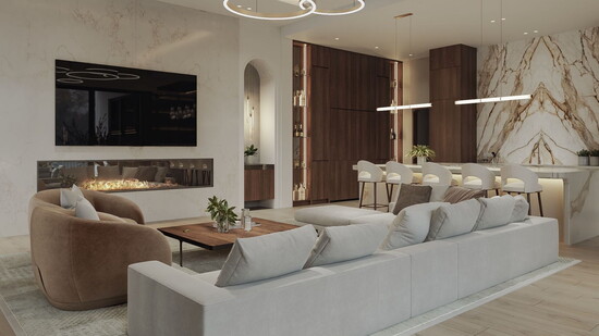 A spacious, cozy living room ready for both family gatherings and a chill weekend in.