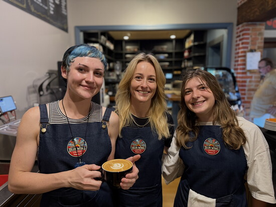 Bonnie (center) at Blue Wing Coffee with her gals!