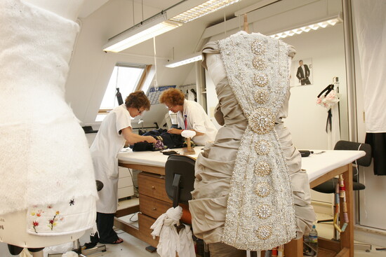 Chanel Couture Dress in the atelier. Photo by Francois Durand/Getty Images