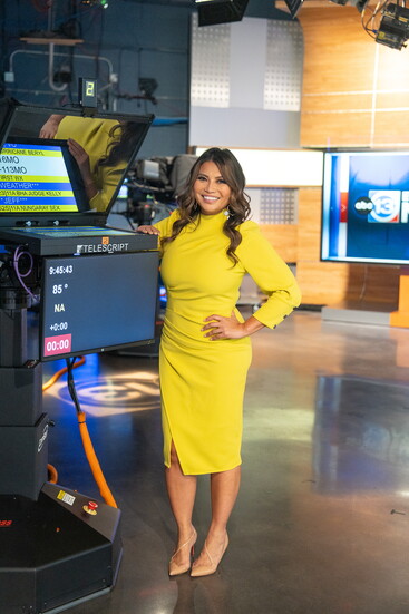 On set with ABC 13 Elita Loresca