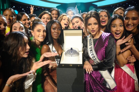 Miss Universe contestants during the crown unveiling. 