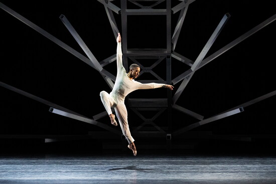 Harper Watters in Justin Peck’s Under the Folding Sky . Photo by Lawrence Elizabeth Knox (2023) . Courtesy of Houston Ballet.