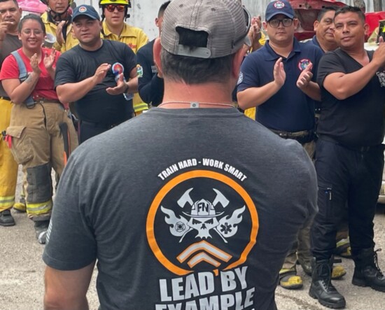 Peter Kirvin’s third training session with the ‘bomberos,’ in Baja Bridges, Mexico, included firefighter survival, fire attack and vehicle extrication. 