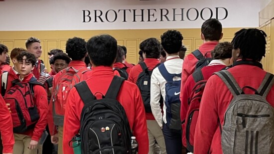 BC students changing classes in the senior hallway