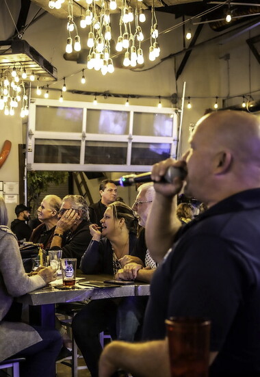 Tuesday Night Trivia at BrewBurgers Back Porch.