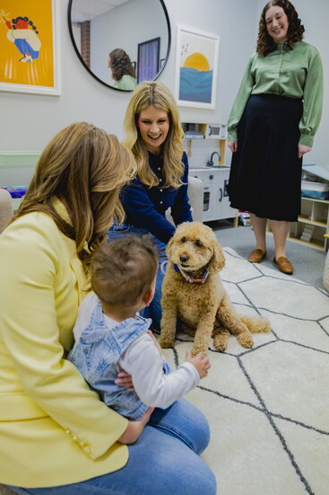 Penny, Elements’ certified therapy dog, on the job.