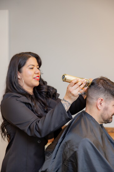 Cathy Castiblanco with a client. 