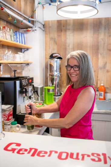 Co-owner Pamela Fiume brews a great Cafe!