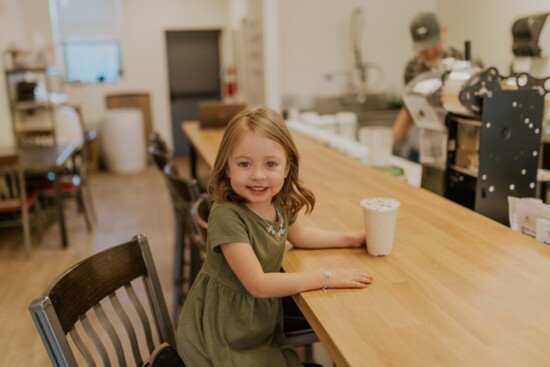 Olivia with her favorite flavor, Sugar Cookie