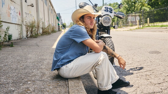 Railroad Stripe Shirt: El Sussi Co. | Pant: Mavi Jeans