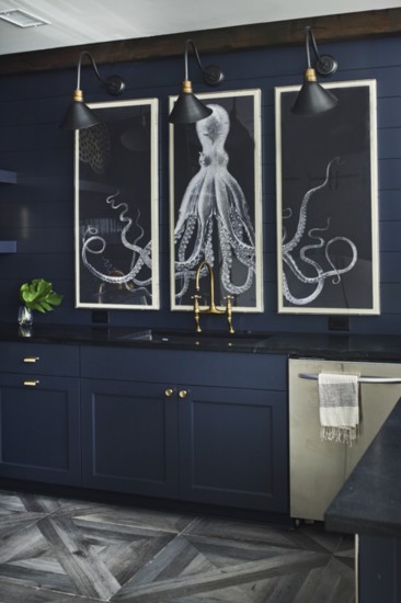 Art: Natural Curiosities. Lights over sink: Restoration Hardware. Faucet - Devol Kitchen. Photo: Laurey Glenn