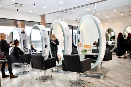 Spacious, open, flexible workstations for stylists