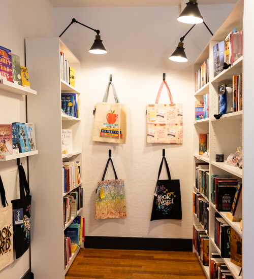 Literally, A Bookshop has a curated collection of adult titles and a whimsical children's section, Photo Credit: Tara Dunn Photography