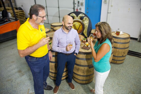 Chuck Vercellone, Chirag Shah and Julie Flores at our bourbon tasting.