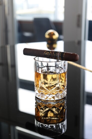 Radius Rooftop Lounge Bourbon and cigar