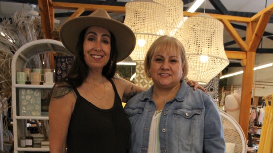 Retail director Lisa Warman (left) and store manager Belinda Pacheco (right) of Sky and Sand boutique model two upcoming summer trends.