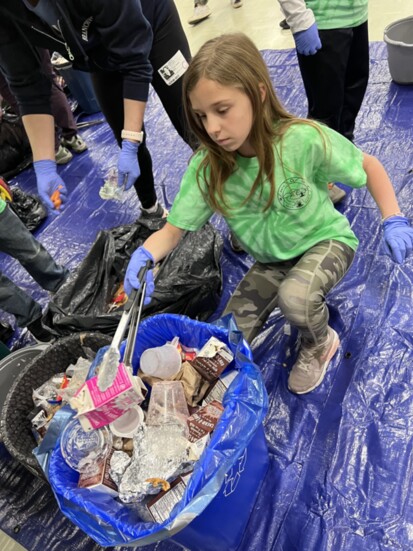 Separating trash on Earth Day