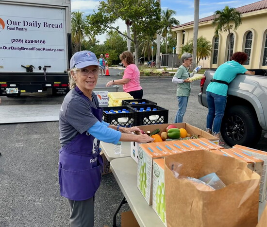 Our Daily Bread Food Pantry Mobile Pantry Manager Ann Daly at a mobile pantry