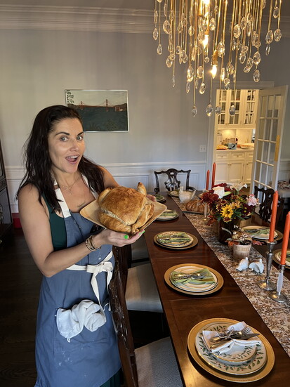 A turkey-shaped sourdough loaf on Thanksgiving.