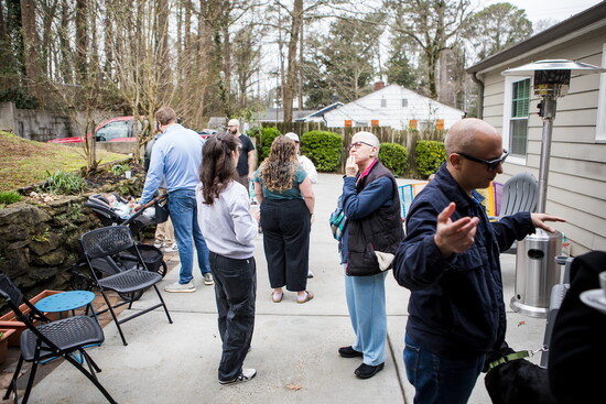 Chamblee neighbors mix and mingle at a recent Back Porch Coffee event. 