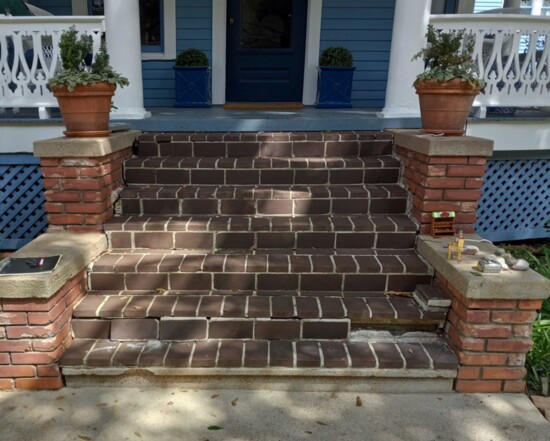 Brick steps prior to restoration.