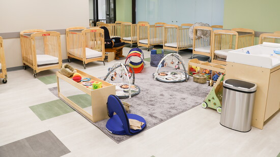 An infant room at the new Celebree School of Northbrook.