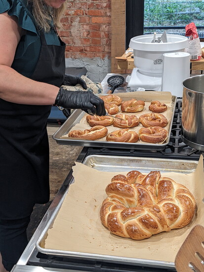 Delicious treats are being baked in kitchen