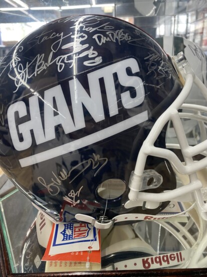 Giants autographed helmet.