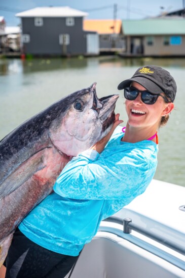Nothing more exciting than catching a 70 lb tuna in Louisiana! (Photo: Fred Salinas)