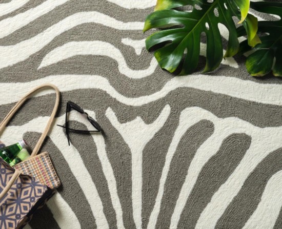 By Loloi Rugs, the Zadie Collection has a playful reinterpretation of the zebra stripe and bright colors perfect for the outdoors.