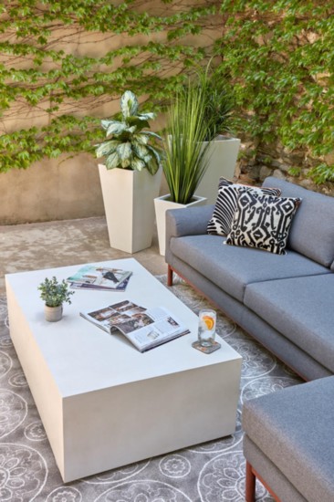 Low-slung furniture and mid-century modern design is big for outdoor furnishings.