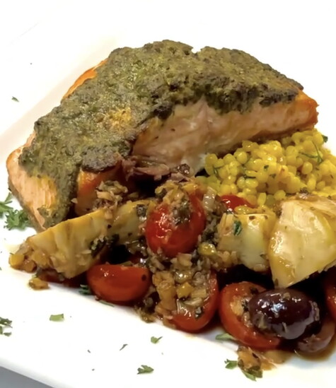 Salmon with Basil Pesto