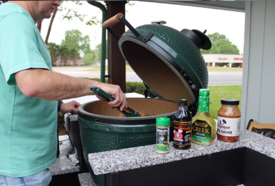 Britt Wood prefers the Big Green Egg grill. 