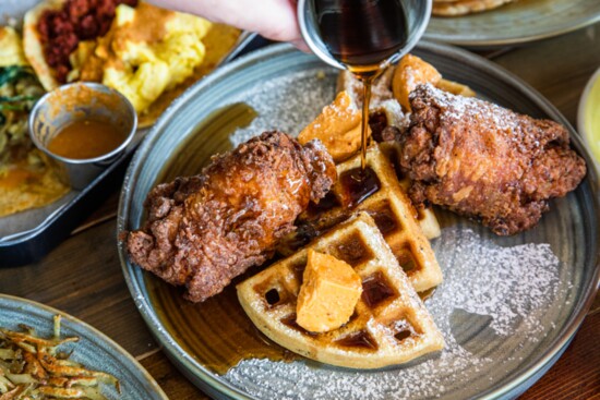 Dandelion Cafe's award-winning chicken and waffles is availalbe at all three Houston locations. Photo by Becca Wright