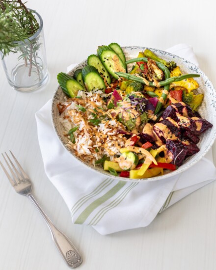 Hungry's breakfast and brunch has a delicious mix of both hearty and healthy fare. Beet Poke Bowl, photo by Jenn Duncan