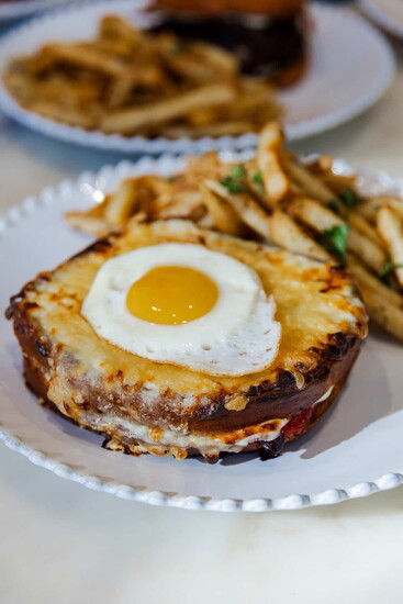 Croque Monsieur with Mornay Pommes Frites at Coquette