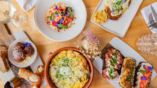 Berries & Mascarpone, Pastry Board, Zucchini Frittata, Focaccia Toasts and Calabrian Chili Crab Cakes at Ever Andalo