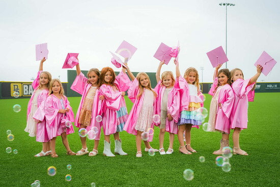 From left to right: Charlie Moran, Remi Gruet, Charlotte Langford, Hannah Bodon, Mila Vasquez, Abigail Barr, Hope Szkotak, Marley Yeandle, and Winnie Rouquette