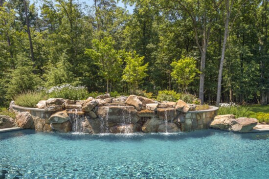 Waterfall into the pool