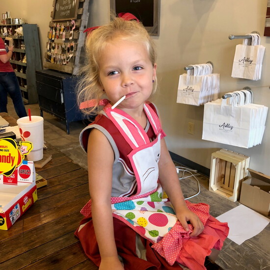 Cora-Lee Ashley, then 4, when her parents opened Ashley Mercantile in 2018