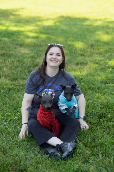 Hollie Kelly with dogs. Photo Credit: Kerry Paradis Photography